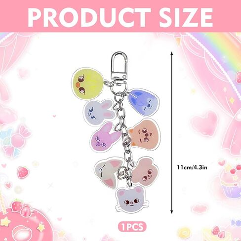 Awjuns SK-Z Acrylic Keychain Set - Premium Quality, Cute Cartoon Design, Durable, Perfect for Stray Fans, Ideal Gift for Birthdays, Graduation, and Holidays in Saudi Arabia