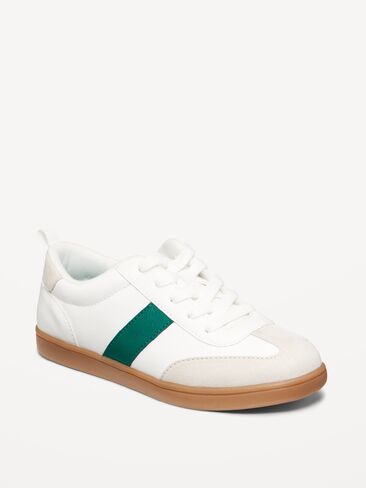Old Navy Faux-Leather Lace-Up Soccer Sneakers for Boys - GREEN/CREME in Saudi Arabia