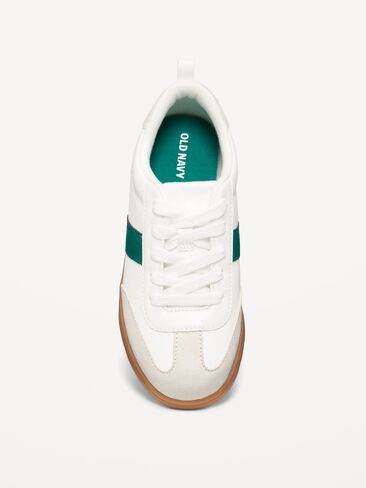 Old Navy Faux-Leather Lace-Up Soccer Sneakers for Boys - GREEN/CREME in Saudi Arabia