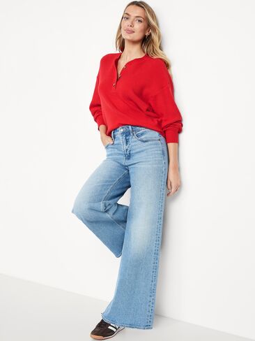 Old Navy Oversized Cozy Waffle Henley Top - Amaryllis in Kuwait