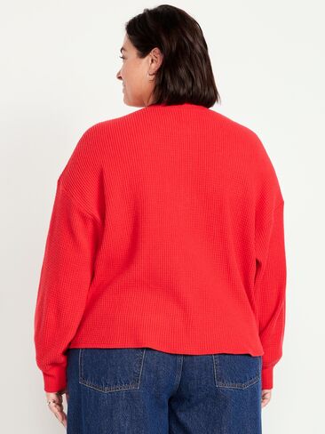 Old Navy Oversized Cozy Waffle Henley Top - Amaryllis in Kuwait
