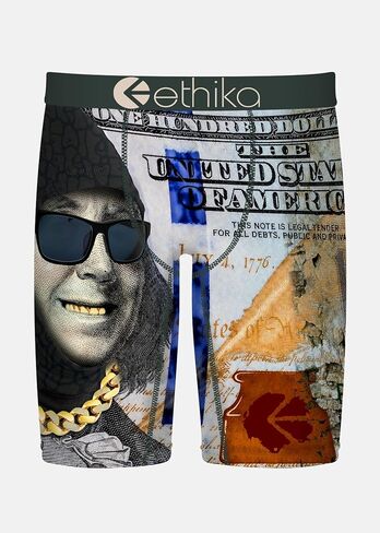 ملابس داخلية بوكسر للرجال من Ethika، بطول الركبة، ملابس داخلية قابلة للتمدد في 4 اتجاهات مع مطبوعات جرافيكية - The Feds in Kuwait