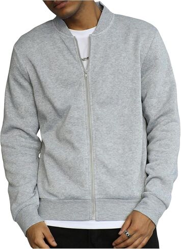 VIPWOLF Men's Zip Up Sweatshirts Long Sleeve Baseball Collar Casual Jackets Outwear in Saudi Arabia