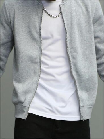 VIPWOLF Men's Zip Up Sweatshirts Long Sleeve Baseball Collar Casual Jackets Outwear in Saudi Arabia