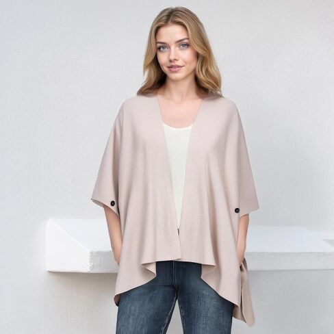 Women's Lightweight Cardigan - Soft Acrylic Blend Knit Wrap with Shawl Collar in Saudi Arabia