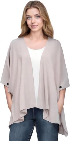 Women's Lightweight Cardigan - Soft Acrylic Blend Knit Wrap with Shawl Collar in Saudi Arabia