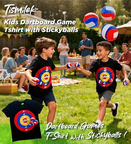 تي شيرت للأطفال على شكل لوح رمي السهام مع كرة لزجة، قمصان مرحة للعبة التفاعلية للأطفال، حفلة رياضية ممتعة واللعب النشط للأطفال in Kuwait