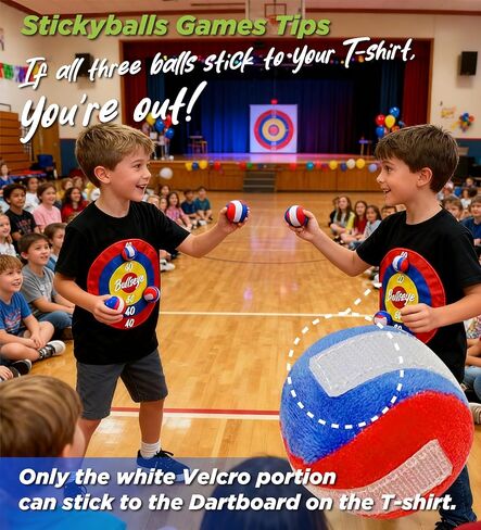 تي شيرت للأطفال على شكل لوح رمي السهام مع كرة لزجة، قمصان مرحة للعبة التفاعلية للأطفال، حفلة رياضية ممتعة واللعب النشط للأطفال in Kuwait