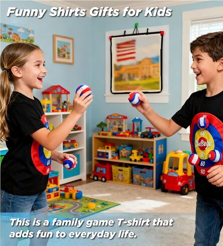 تي شيرت للأطفال على شكل لوح رمي السهام مع كرة لزجة، قمصان مرحة للعبة التفاعلية للأطفال، حفلة رياضية ممتعة واللعب النشط للأطفال in Kuwait