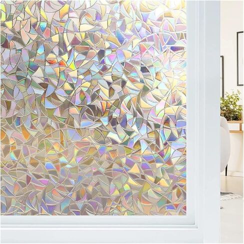 Window Clings Window Privacy Film Home Decoration Rainbow Window Film Static Sticker Color Glass Film Heat Insulation Window Sticker Privacy Window Film(C,90X200 CM) in Saudi Arabia