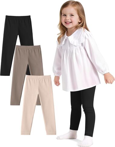 Witwot 3 Pack Baby Girls Leggings Toddler Kids Soft Cotton Pants Size 18M-5T in Kuwait