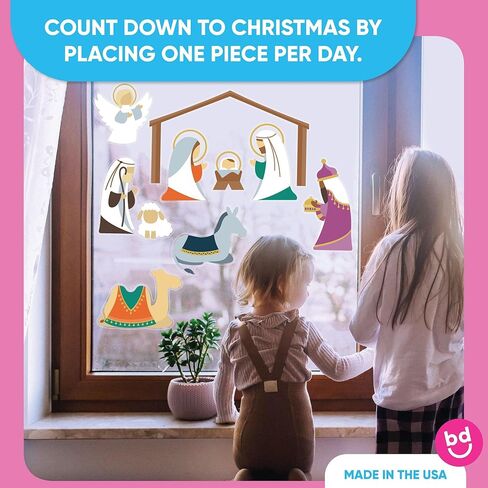 Big Dot of Happiness Holy Nativity Window Clings, Reusable Christian Holiday Window Sticker Decorations, Manger Scene Advent Decals, Religious Countdown to Christmas Static Clings in Saudi Arabia