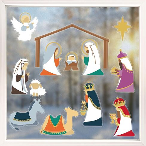 Big Dot of Happiness Holy Nativity Window Clings, Reusable Christian Holiday Window Sticker Decorations, Manger Scene Advent Decals, Religious Countdown to Christmas Static Clings in Saudi Arabia
