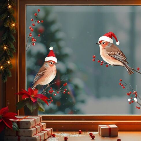 2 Sheets Christmas Window Clings for Glass Santa Claus Reindeer Christmas Window Stickers with Snowflake Double-Sided Xmas Decals Stickers for Winter Holiday Indoor Home Office School Party Decoration in Saudi Arabia