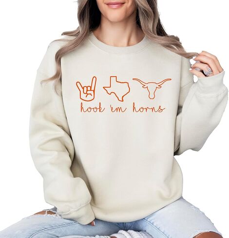 Hook Em Horns Sweatshirt, Texas Sweatshirt, Texas Shirt, Austin Shirt and Sweatshirt Multicolor in Saudi Arabia