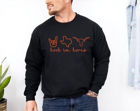 Hook Em Horns Sweatshirt, Texas Sweatshirt, Texas Shirt, Austin Shirt and Sweatshirt Multicolor in Saudi Arabia