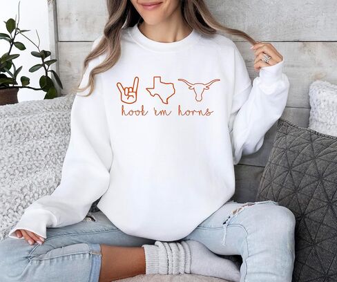 Hook Em Horns Sweatshirt, Texas Sweatshirt, Texas Shirt, Austin Shirt and Sweatshirt Multicolor in Saudi Arabia