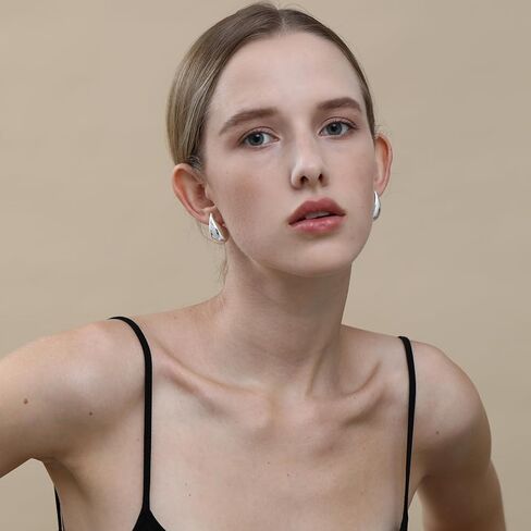 VULETO 2 Pairs Earrings Dupes Chunky Gold Hoop Set Earrings for Women, 14k Gold Lightweight Hollow Open Teardrop Earrings Fashion Jewelry Gift in Saudi Arabia