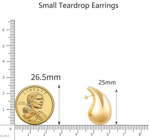VULETO 2 Pairs Earrings Dupes Chunky Gold Hoop Set Earrings for Women, 14k Gold Lightweight Hollow Open Teardrop Earrings Fashion Jewelry Gift in Saudi Arabia