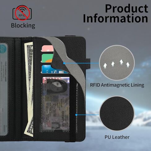 محفظة وحامل دفتر الشيكات KUJKBFWJ | غطاء جلدي للفحوصات المكررة/الجانبية | محفظة نحيفة لدفاتر الشيكات للنساء والرجال مع فتحات للبطاقات، يعسوب قزحي الألوان، حلقة قلم | منظم ممتاز للجنسين in Kuwait