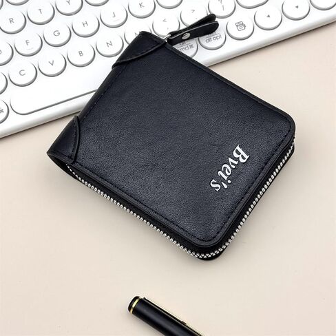 Mens Blocking Wallets Zipper Leather Wallet for Men Bifold Card Holder in Saudi Arabia