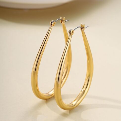 Stylish Silver & Gold Teardrop Hoop Earrings for Women – Lightweight High Polished Earrings, Elegant Jewelry Gift for Every Occasion! in Saudi Arabia