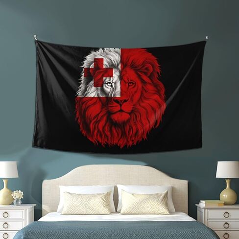 تونغا تونجا الأسد العلم نسيج 60x40 بوصة الجدار الديكور المفروشات الجمالية الجدار شنقا لديكور المنزل غرفة نوم غرفة المعيشة ديكور النوم in Kuwait