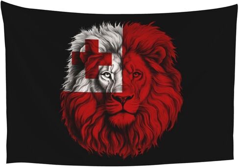 تونغا تونجا الأسد العلم نسيج 60x40 بوصة الجدار الديكور المفروشات الجمالية الجدار شنقا لديكور المنزل غرفة نوم غرفة المعيشة ديكور النوم in Kuwait