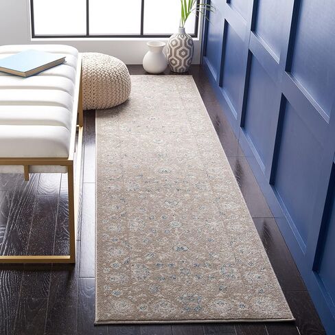 مجموعة SAFAVIEH صوفيا 2'2" × 8' سجادة عداء أسمر/أزرق SOF330A عتيقة شرقية متعثرة غير قابلة للتساقط، مدخل بهو غرفة المعيشة، غرفة النوم، سجادة عداء المطبخ in Saudi Arabia