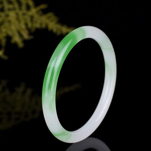 CAOMIAN Green White Jade Bangle Bracelet Genuine Natural Carved Fashion Charm Jadeite Jewelry Accessories Amulet For Men Women Luck Gift in Saudi Arabia