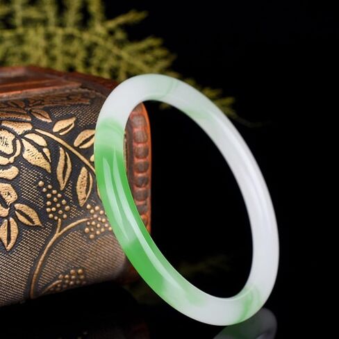 CAOMIAN Green White Jade Bangle Bracelet Genuine Natural Carved Fashion Charm Jadeite Jewelry Accessories Amulet For Men Women Luck Gift in Saudi Arabia
