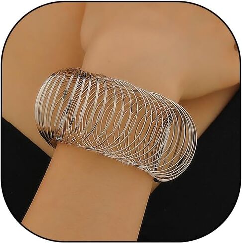 Chunky Spring Bracelet for Women Men Gold Silver Plated Bangles Bracelets Exaggerate Hollow Wrap Bracelet Jewelry Gift in Saudi Arabia