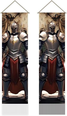 AHANDMAKER Pack of 2 Medieval Viking Tapestries, Armor Knight Vertical Long Tapestry, Doorway Curtain Tassel Wall Hanging for Bedroom Living Room, 13 x 51 Inch in Saudi Arabia