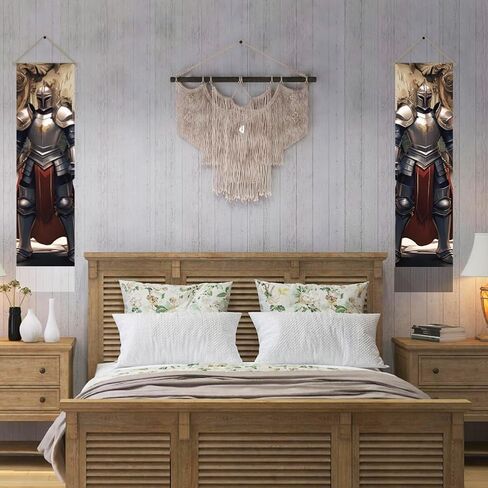 AHANDMAKER Pack of 2 Medieval Viking Tapestries, Armor Knight Vertical Long Tapestry, Doorway Curtain Tassel Wall Hanging for Bedroom Living Room, 13 x 51 Inch in Saudi Arabia