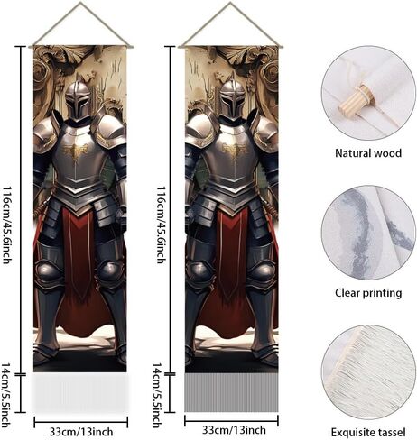 AHANDMAKER Pack of 2 Medieval Viking Tapestries, Armor Knight Vertical Long Tapestry, Doorway Curtain Tassel Wall Hanging for Bedroom Living Room, 13 x 51 Inch in Saudi Arabia