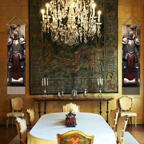 AHANDMAKER Pack of 2 Medieval Viking Tapestries, Armor Knight Vertical Long Tapestry, Doorway Curtain Tassel Wall Hanging for Bedroom Living Room, 13 x 51 Inch in Saudi Arabia