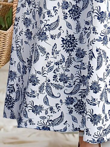 Girls Round Neck Short Sleeve Floral Print Holiday Casual Summer Boho A-line Flowy Maxi Dresses 11-14 Years in Saudi Arabia