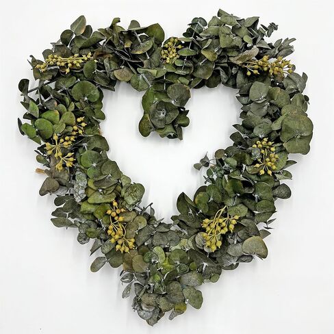 Bergamo Art Dried Preserved Valentines Day Real Green Eucalyptus Heart Wreath in Saudi Arabia