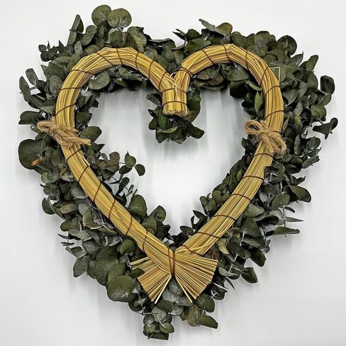 Bergamo Art Dried Preserved Valentines Day Real Green Eucalyptus Heart Wreath in Saudi Arabia