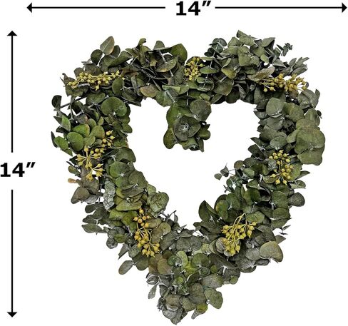 Bergamo Art Dried Preserved Valentines Day Real Green Eucalyptus Heart Wreath in Saudi Arabia
