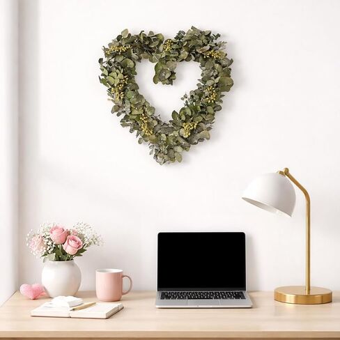 Bergamo Art Dried Preserved Valentines Day Real Green Eucalyptus Heart Wreath in Saudi Arabia