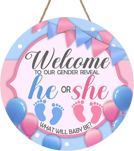 Bolisom Welcome Baby Girls Front Door Sign, Newborn Baby Shower Stork Wood Hanger Nursery Home Decor Gifts for New Dad Mom, Farmhouse Gender Reveal Party Wooden Wreath Indoor Wall Hanging Decoration in Saudi Arabia
