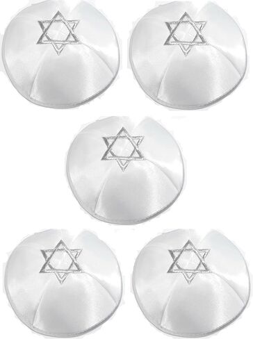 White Satin Kippah for Men & Boys, Traditional Jewish Kippah, 20-21 cm', Beautiful White Satin Kipah, Jewish Yamaka Hat, 5 Pcs Pack, One Size in Saudi Arabia