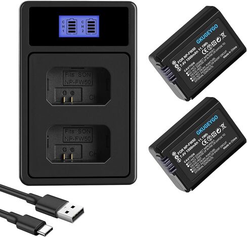 2-Pack NP-FZ100 Replacement Battery and Charger Set Compatible with Sony NP-FZ100 A6600 Alpha A7III A7RIII A7R IV A9 A6600 Alpha 9 Alpha 9S A9S A7III A7R3 A7R4 Camera in Kuwait