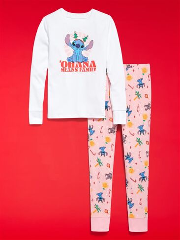 Old Navy Old Navy x Disney Gender-Neutral Graphic Snug-Fit Pajama Set for Kids - Pink Stitch (Match The Fam!) in Saudi Arabia