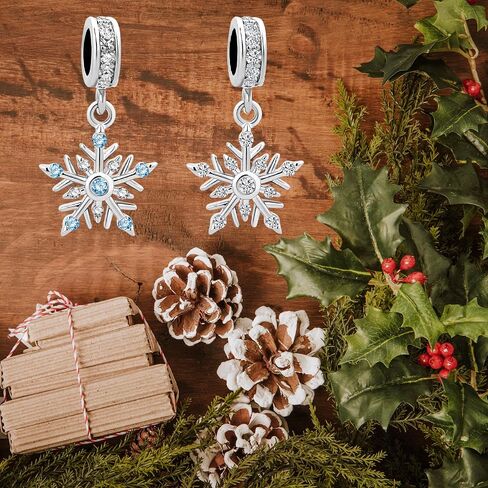 SBI Jewelry Snowflakes Charm for Christmas Pandora Bracelets and Necklace Pendant Dangle Christmas Charms for Women Family Friends Jewelry Gifts in Saudi Arabia