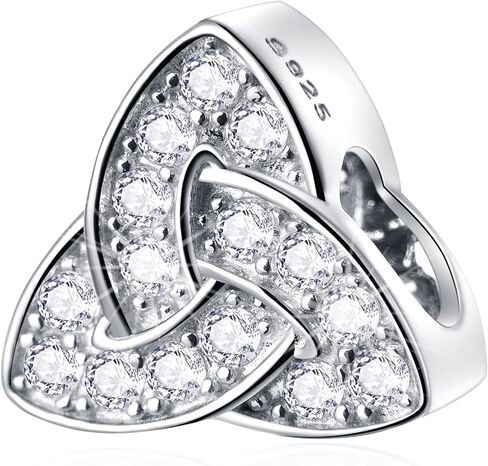 Celtic Trinity Knot Charms, 925 Sterling Silver Infinity Knotted Charms, Infinite Heart Shamrock Clear CZ Beads, fit Pandora Irish Bracelet, Gifts for Aunt/Uncle/St Patricks Day in Saudi Arabia