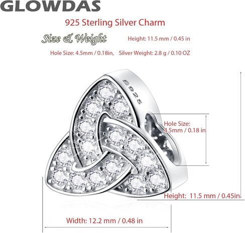Celtic Trinity Knot Charms, 925 Sterling Silver Infinity Knotted Charms, Infinite Heart Shamrock Clear CZ Beads, fit Pandora Irish Bracelet, Gifts for Aunt/Uncle/St Patricks Day in Saudi Arabia