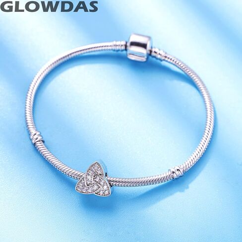 Celtic Trinity Knot Charms, 925 Sterling Silver Infinity Knotted Charms, Infinite Heart Shamrock Clear CZ Beads, fit Pandora Irish Bracelet, Gifts for Aunt/Uncle/St Patricks Day in Saudi Arabia