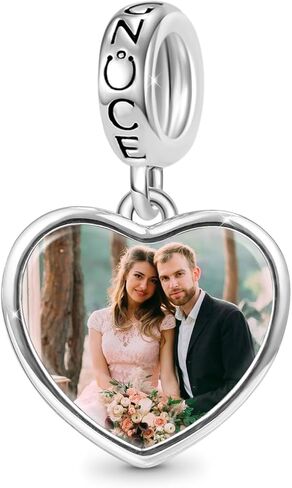 GNOCE Love Engravable Photo Heart Charm Bracelet For Her,S925 Sterling Silver Personalised Charm Pendant Necklace/Bracelet Jewelry Gift for Women… in Saudi Arabia